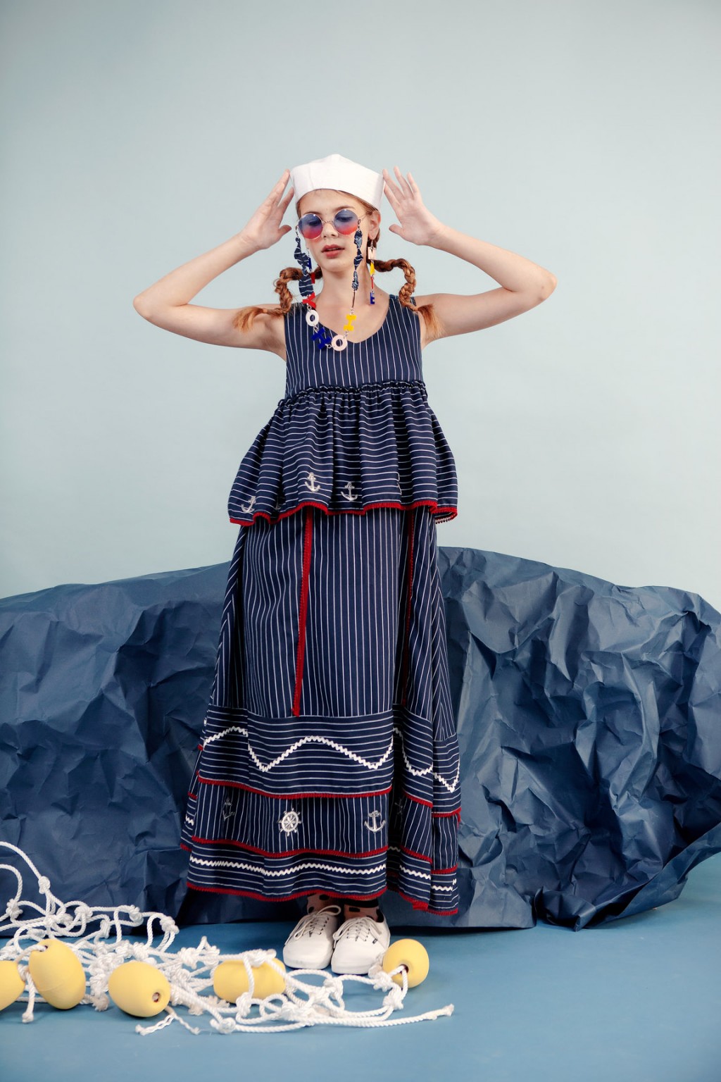 AGATA DRESS NAVY STRIPES